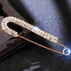 Rhinestone Gold Safety Pin Brooch Pin